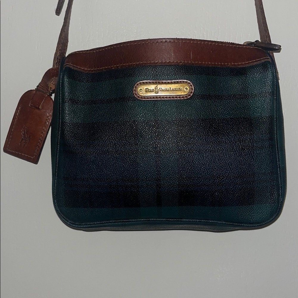 Polo by Ralph Lauren Vintage 80s Black and Brown Crossbody Bag great condition